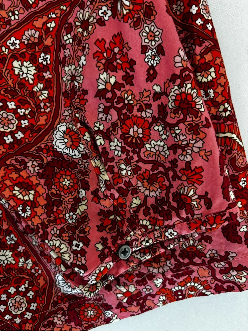 J.Crew Re-Imagined Large Pink Paisley Floral Ruffle Puff Sleeve Blouse Cotton